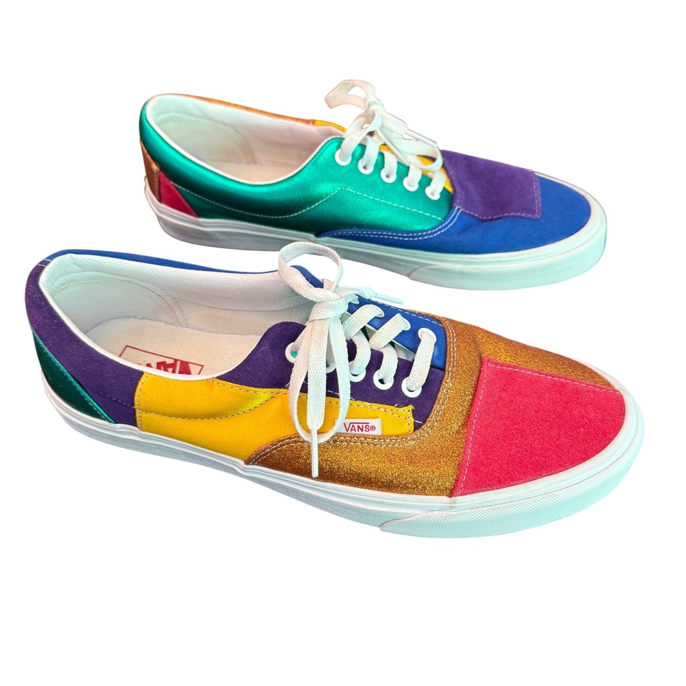 Vans Era Patchwork Multi Color Glitter Suede Canvas Mens 12 Sneakers 508731